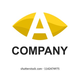 light yellow color logo symbol alphabet in oval like eye type letter a initial business logo design idea illustration shape for modern premium corporate