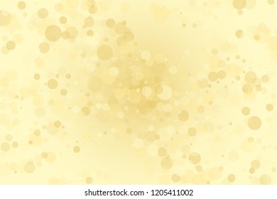 Light yellow, Golden bokeh background. Scalable vector illustration. Pattern with circles of different scale and transparency with overlap. Easy background for banners, web pages, ads, Wallpapers
