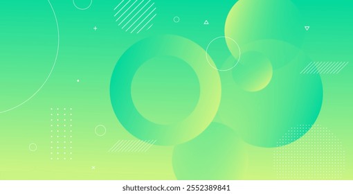 Fundo geométrico abstrato amarelo claro e verde com cores de gradiente e formas circulares. Perfeito para projetos modernos, cartazes, banners, papéis de parede e projetos digitais.