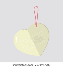 Light Yellow Heart-Shaped Hang Tag with Red String. Charming light yellow heart-shaped tag with a vibrant red string. Great for gifts, romantic designs, or craft projects