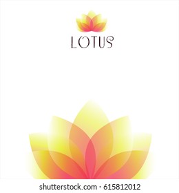  Light yellow lotus flower background. Yoga world, body and mind. Vector illustration for yoga event, school, club, spa center. EPS 10