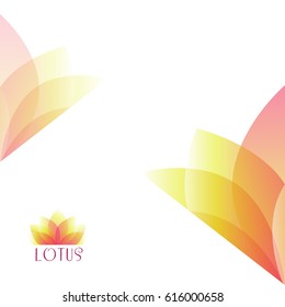Light yellow lotus flower background. Yoga world, body and mind. Vector illustration for yoga event, school, club, spa center. EPS10