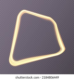 Light yellow neon frame for the design of invitations and advertising.Vector PNG