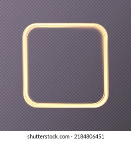 Light yellow neon frame for the design of invitations and advertising.Vector PNG
