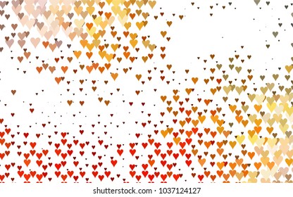 Light Yellow, Orange vector abstract lovely pattern with Hearts on white background. Happy Valentine's Day Greeting Card with small hearts. Stock template for your romantic ad, leaflet, banner.