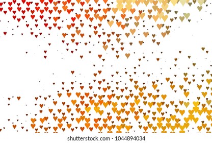 Light Yellow, Orange vector abstract lovely pattern with Hearts on white background. Happy Valentine's Day Greeting Card with small hearts. Stock template for your romantic ad, leaflet, banner.