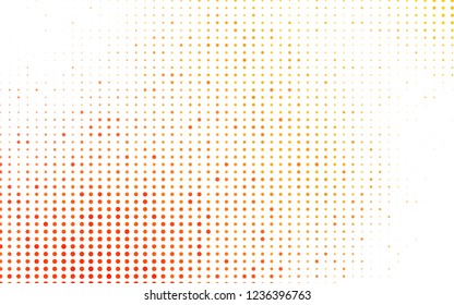 Light Yellow, Orange vector backdrop with dots. Glitter abstract illustration with blurred drops of rain. Template for your brand book.