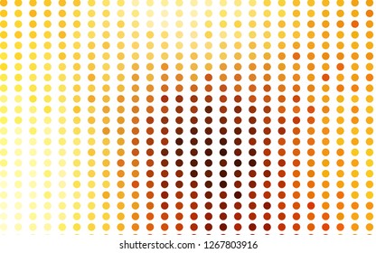 Light Yellow, Orange vector backdrop with dots. Blurred decorative design in abstract style with bubbles. Pattern of water, rain drops.