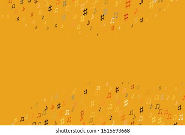 Light Yellow, Orange vector backdrop with music notes. Isolated colorful music keys on abstract background. Modern design for wallpapers.