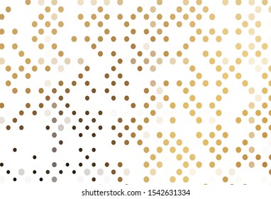 Light Yellow, Orange vector backdrop with dots. Glitter abstract illustration with blurred drops of rain. Completely new template for your brand book.