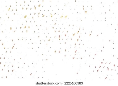 Light yellow, orange vector backdrop with gender signs. Smart illustration in colorful gradient style with gender signs. Template for fasion magazines.