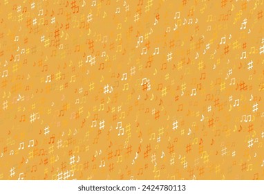 Light Yellow, Orange vector backdrop with music notes. Abstract illustration with colorful symbols of melody. Modern design for wallpapers.