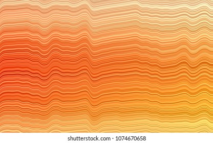 Light Yellow, Orange vector background with bent lines. Shining illustration, which consist of blurred lines, circles. Brand-new design for your ads, poster, banner.