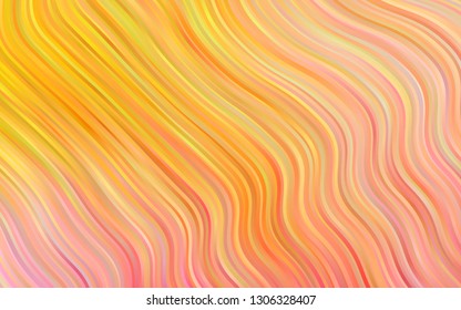 Light Yellow, Orange vector background with curved circles. Shining illustration, which consist of blurred lines, circles. Pattern for your business design.