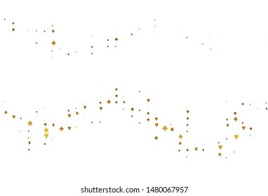 Light Yellow, Orange vector background with cards signs. Blurred decorative design of hearts, spades, clubs, diamonds. Smart design for your business advert of casinos.