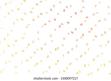 Light Yellow, Orange vector background with music symbols. Isolated colorful music keys on abstract background. Pattern for festival leaflets.