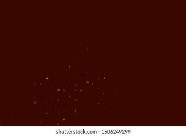 Light Yellow, Orange vector background with Digit symbols. Colored mathematic signs with gradient on white background. Pattern for school, grammar websites.