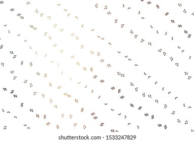 Light Yellow, Orange vector background with music symbols. Decorative design in abstract style with music shapes. Pattern for websites of musitians.