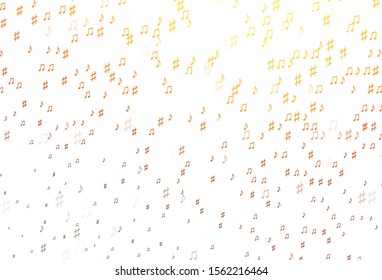 Light Yellow, Orange vector background with music symbols. Isolated colorful music keys on abstract background. Pattern for festival leaflets.