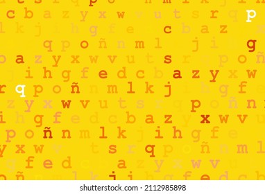 Light yellow, orange vector background with signs of alphabet. Colored alphabet signs with gradient on white background. The pattern can be used as ads, poster, banner for books.