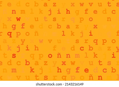 Light yellow, orange vector background with signs of alphabet. Blurred design in simple style with signs of alphabet. Template can be used as a background for ads of typography.