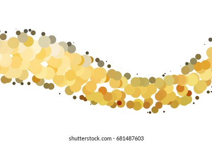 Light Yellow, Orange vector banner with circles, spheres. Abstract spots. Background of Art bubbles in halftone style with colored gradient.
