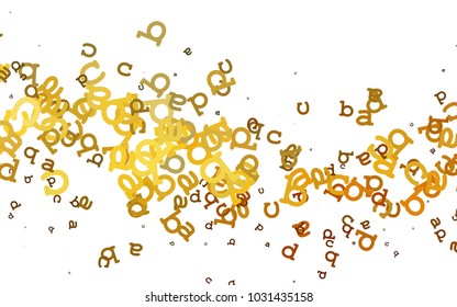 Light Yellow, Orange vector cover with english symbols. Blurred design in simple style with signs of alphabet. The pattern can be used for school, grammar websites.