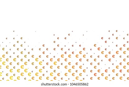 Light Yellow, Orange vector cover with financial symbols. Shining colored illustration with Euro signs, EUR. Template can be used as a background for ads of markets, loans.