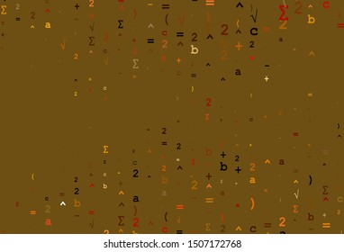 Light Yellow, Orange vector cover with math elements. Illustration with Numeral symbols on abstract template. Smart design for your university promotion.