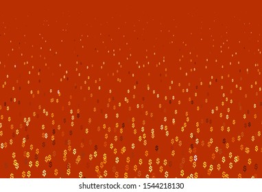 Light Yellow, Orange vector cover with Dollar signs. Shining colored illustration with USD signs. The pattern can be used for financial, investment websites.