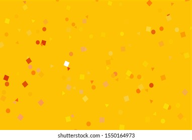 Light Yellow, Orange vector cover in polygonal style with circles. Circles, lines, rhombus with colorful gradient. Smart design for your business advert.