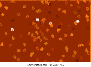 Light Yellow, Orange vector cover with spots. Beautiful colored illustration with blurred circles in nature style. Pattern of water, rain drops.