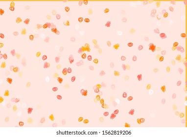Light Yellow, Orange vector cover with spots. Beautiful colored illustration with blurred circles in nature style. Pattern of water, rain drops.