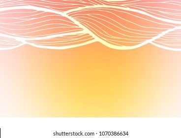 Light Yellow, Orange vector doodle blurred pattern. Colorful abstract illustration with lines in Asian style. The pattern can be used for wallpapers and coloring books.