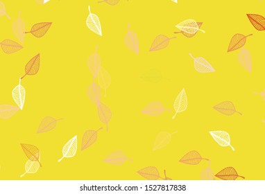 Light Yellow, Orange vector doodle backdrop. Creative illustration in simple style with leaves. Brand new design for your business.