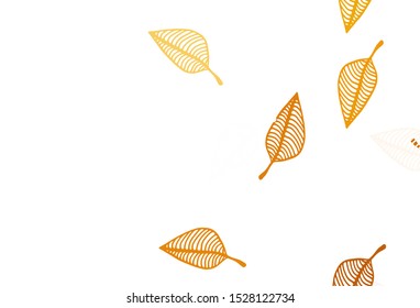 Light Yellow, Orange vector doodle backdrop. Glitter abstract illustration with leaves. Pattern for heads of websites and designs.