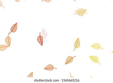 Light Yellow, Orange vector doodle backdrop. Creative illustration in simple style with leaves. Brand new design for your business.