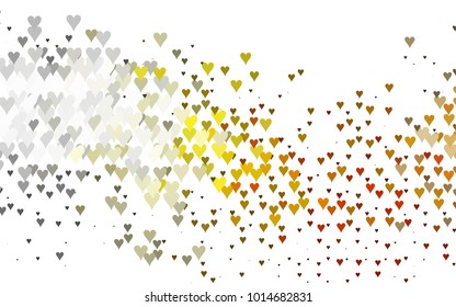Light Yellow, Orange vector greeting Card Happy Valentine's Day. Pattern with isolated hearts on the white background. Colored illustration for your banner, website, advert.