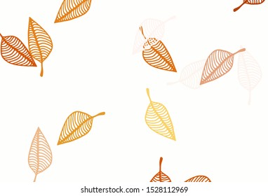 Light Yellow, Orange vector hand painted background. Doodle illustration of leaves in Origami style with gradient. The best blurred design for your business.