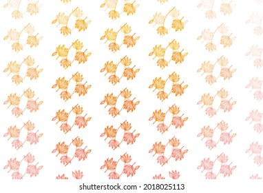 Light Yellow, Orange vector hand painted texture. Sketchy doodles with colorful gradient leaves. Pattern for wallpapers and coloring books.