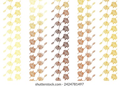 Light Yellow, Orange vector hand painted texture. Sketchy doodles with colorful gradient leaves. Pattern for brand book.