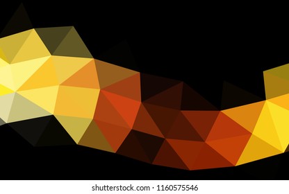 Light Yellow, Orange vector hexagon mosaic triangle mosaic. Geometric illustration in Origami style with gradient.  A new texture for your design.