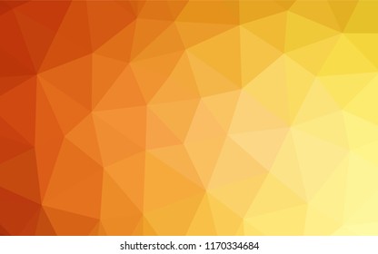Light Yellow, Orange vector hexagon mosaic texture. Triangular geometric sample with gradient.  The elegant pattern can be used as part of a brand book.