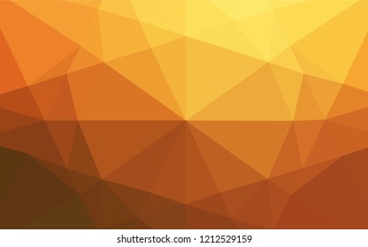 Light Yellow, Orange vector hexagon mosaic cover. Geometric illustration in Origami style with gradient.  A new texture for your design.