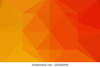 Light Yellow, Orange vector hexagon mosaic cover. Glitter abstract illustration with an elegant design. Triangular pattern for your business design.