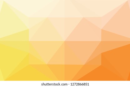 Light Yellow, Orange vector hexagon mosaic texture. Triangular geometric sample with gradient.  The polygonal design can be used for your web site.