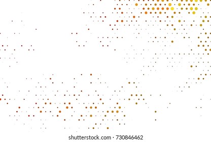 Light Yellow, Orange vector illustration which consist of circles. Dotted gradient design for your business. Creative geometric background in halftone style with colored spots.