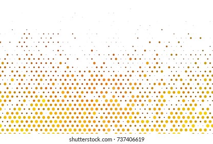 Light Yellow, Orange vector illustration which consist of circles. Dotted gradient design for your business. Creative geometric background in halftone style with colored spots.