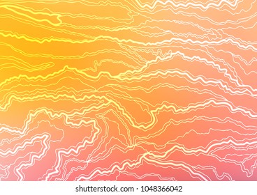 Light Yellow, Orange vector indian curved template. Colorful abstract illustration with lines in Asian style. A new texture for your design.