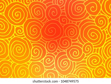 Light Yellow, Orange vector indian curved template. Modern geometrical abstract illustration with doodles. The pattern can be used for wallpapers and coloring books.